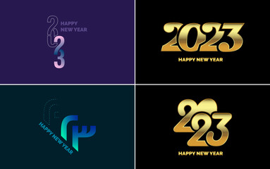 Fototapeta na wymiar 2023 new year Happy new Year Text Design Pack