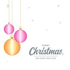 Flat merry christmas Glossy decorative Ball elements hanging Vector background illustration