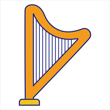 Golden Harp Icon Flat Design Vector