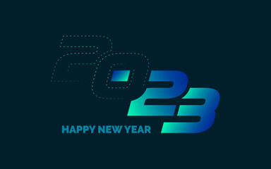 Fototapeta na wymiar Happy New Year 2023 text design. for Brochure design template. card. banner. Vector illustration