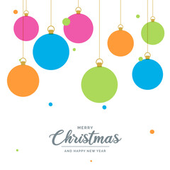 Flat merry christmas decorative Ball elements hanging Vector background illustration