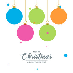 Fototapeta na wymiar Flat merry christmas decorative Ball elements hanging Vector background illustration