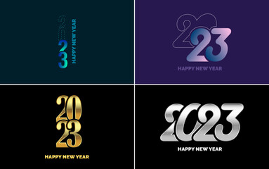 Happy New Year 2023 text design. Cover of business diary for 2023 with wishes. Brochure design template. card. banner. New Year Vector illustration