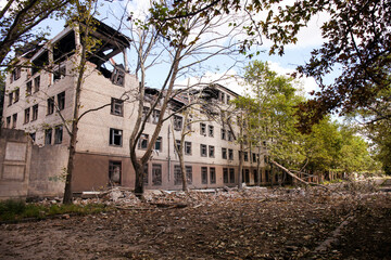 Destroyed factory building.