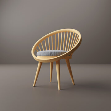3D rendering modern wood chair on brown background