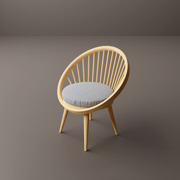 3D rendering modern wood chair on brown background