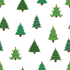 Seamless Christmas tree pattern. Background vector concept of winter and new year.