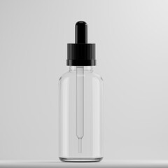 glass bottle dropper with black cap 3d render 