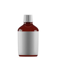 brown bottle cosmetic with blank label and white cap 3d render png