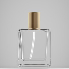 glass bottle of perfume 3d rendering a front view