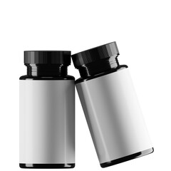 two black bottle medical with blank label a 3d rendering png