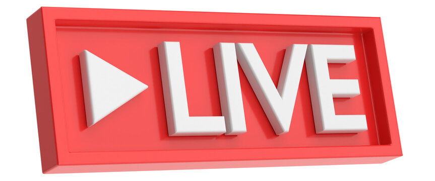 3D live icon. Live streaming.