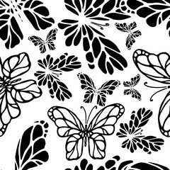 Butterflies seamless graphic pattern. Vector illustration