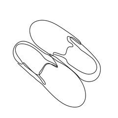 Continuous single line drawing of casual shoes.
