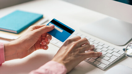 credit card keyboard hands