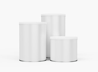 3d Set of Round Tin Cans