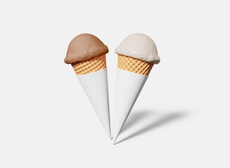 3d Two Ice Cream Cornets