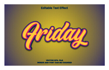 Editable text effect, Friday text with simple color combination effect, friday text, black friday text effect, friday permium editable vector