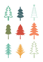 Obraz premium christmas tree design set of decorating with gifts and stars on christmas eve.