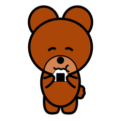 クマ　おにぎり　食事　イラスト