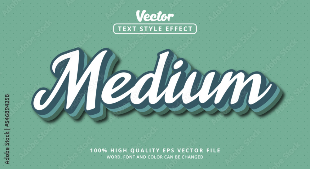 Poster editable text effect, medium text with layered style with white and blue color