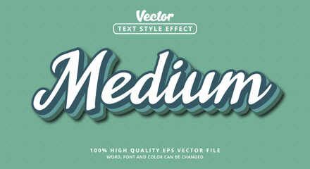Editable text effect, Medium text with layered style with white and blue color