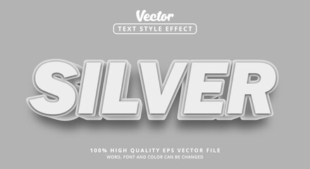 Editable text effect, Silver text on gray with glossy glow that is glow and modern