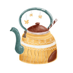 teapot with christmas drink