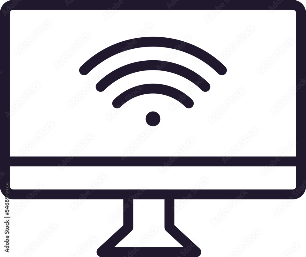 Poster single line icon of computer high quality vector illustration for design, web sites, internet shops,