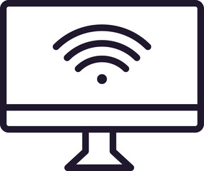 Single line icon of computer High quality vector illustration for design, web sites, internet shops, online books etc. Editable stroke in trendy flat style isolated on white background 