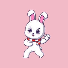 cute rabbit throwing a snowball