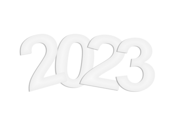 2022 new year minimal white numbers on transparent background