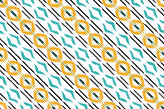 Ikat Aztec tribal backgrounds Seamless Pattern. Ethnic Geometric Ikkat Batik Digital vector textile Design for Prints Fabric saree Mughal brush symbol Swaths texture Kurti Kurtis Kurtas