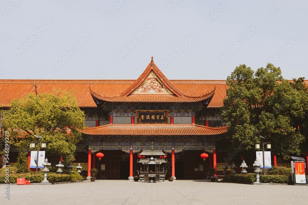 Canvas Prints Beautiful exterior of an ancient Asian temple against the sky