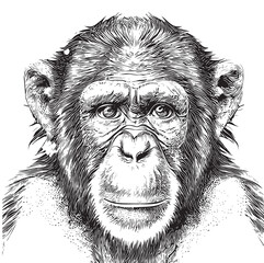 Monkey portrait sketch hand drawn engraving style Vector illustration © BigJoy
