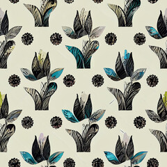 seamless abstract green floral pattern
