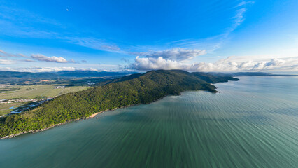 Aerial photos with drone of the beautiful beaches of Porto Belo in Santa Catarina