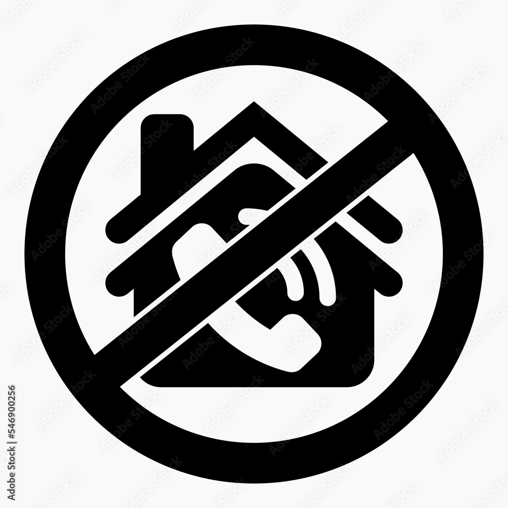 Aufkleber do not call at home. do not use the phone in the house. no telephone connection at home. vector icon