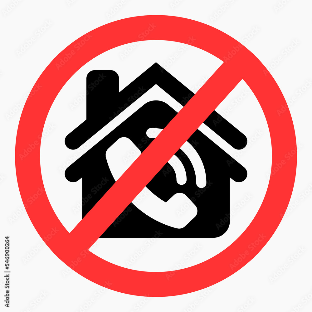 Aufkleber do not call at home. do not use the phone in the house. no telephone connection at home. vector icon