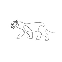 Contour line art jaguar panther Tiger illustration 