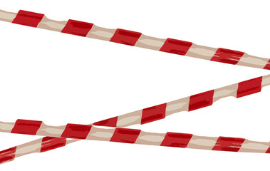 Fototapeta na wymiar Illustration of red white crossed lines of barrier tapes. Barrier tape danger on transparent isolated background unsafe area warning lines, do not enter, concept no entry, no people. Copy text space