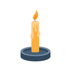 Candle flat icon isolated on white background. Vector illustration.