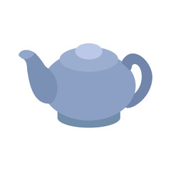 Blue teapot on white background. Flat vector illustration