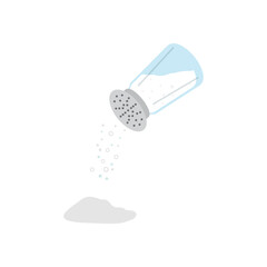 Poured salt from the salt shaker. cooking element. flat vector illustration isolate on a white background
