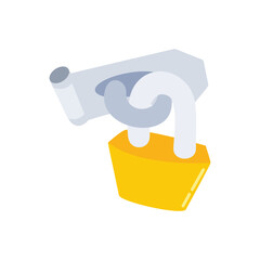 Padlock icon on white background. Padlock icon in yellow color in flat design. Padlock cartoon illustration for your design
