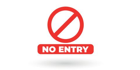 No Entry Sign Flat Style Vector illustration