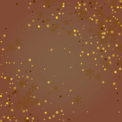 Obraz na płótnie Canvas Gold Stars Vector Brown Background. Yellow Subtle