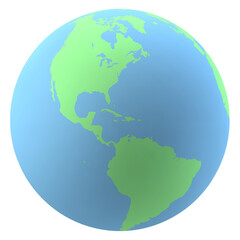 Highly detailed Earth globe With North America and South America. PNG clipart isolated on transparent background