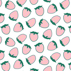 Hand drawn vector illustration of pink strawberry pattern. Pattern for textile, fabric, wrapping paper. - 546906088