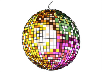 Obraz premium Isolated disco ball.single continuous one line art drawing